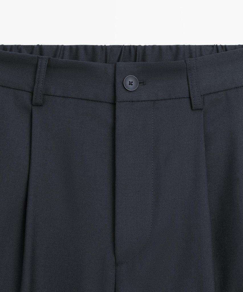Masimodutti Relaxed Fit Wool Pintuck Detail Pants