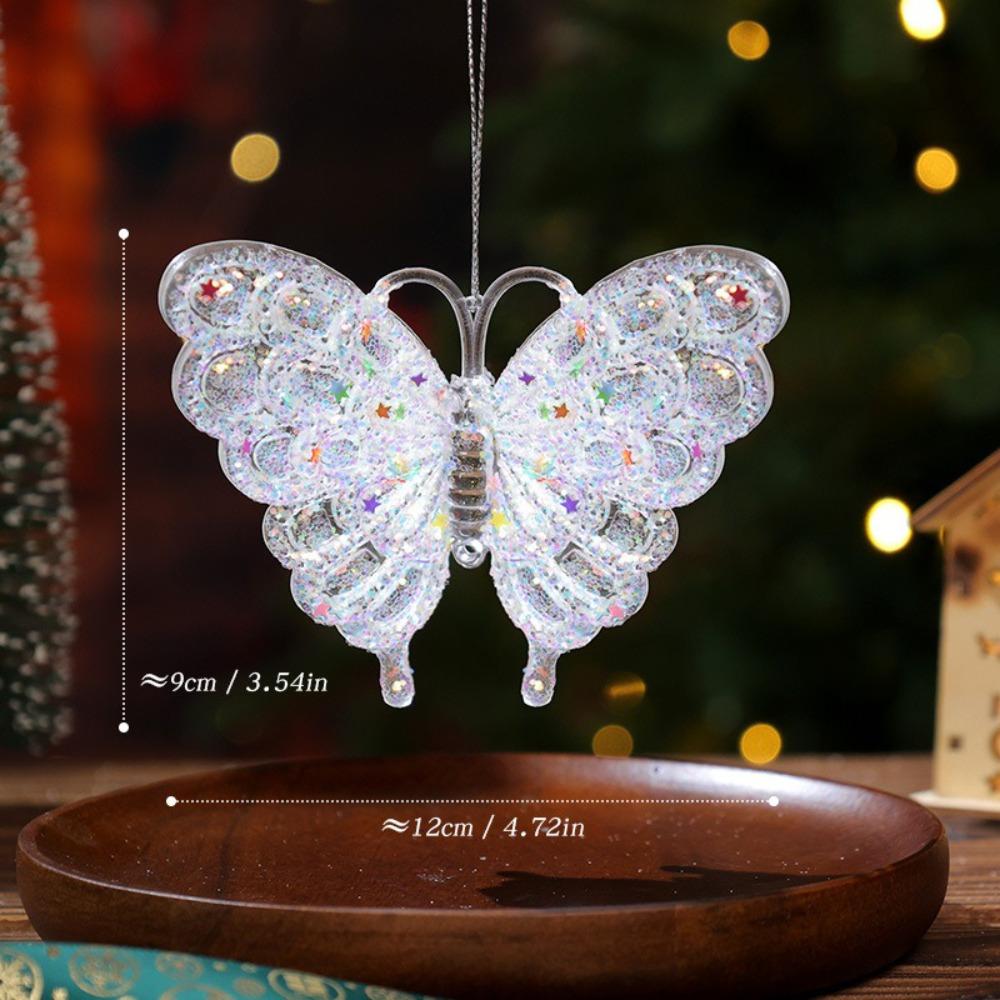 Acryl-Weihnachtsflocken-Anhänger Glitzer Kristallklar Weihnachtsbaum-Hänger Schneeflocken-Design Elchkrone Hängende Ornamente