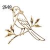 Elegant Bird Brooch Golden Plated Hollow Brooch, Standing on Branch Lapel Pin, Hats Bags Scarves Clothes Decorative Accessory Women Dresses Jewelry