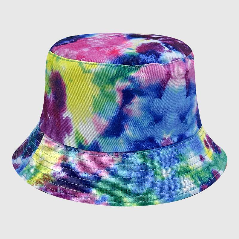Neutral Summer Tie Dye Printed Fisherman Hat Outdoor Breathable Hat Sunshade