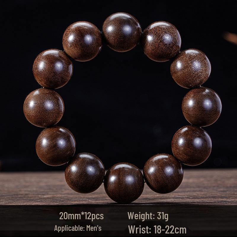 Brunei Agarwood 108-Bead Black Oil Bracelet: Natural Unisex Buddhist Wooden Beads