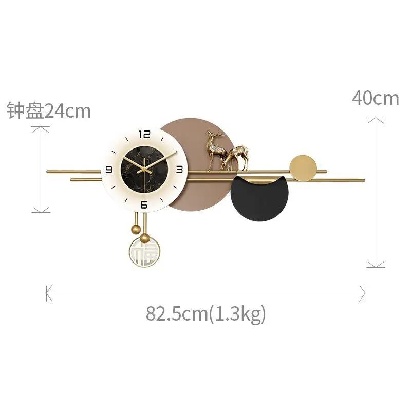 Light luxury style clock wall mounted restaurant clock high-end creative living room silent wall mounted clock