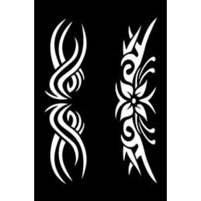 Pochoir adhésif - KI-SIGN - Tribal n°8 - 12x18 cm - Utilisation textile et peau - Repositionnable