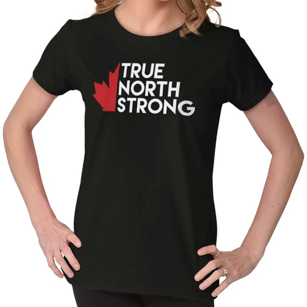 True North Strong Maple Leaf Canadian Flag Canada Pride Graphic T Shirts for Wom S