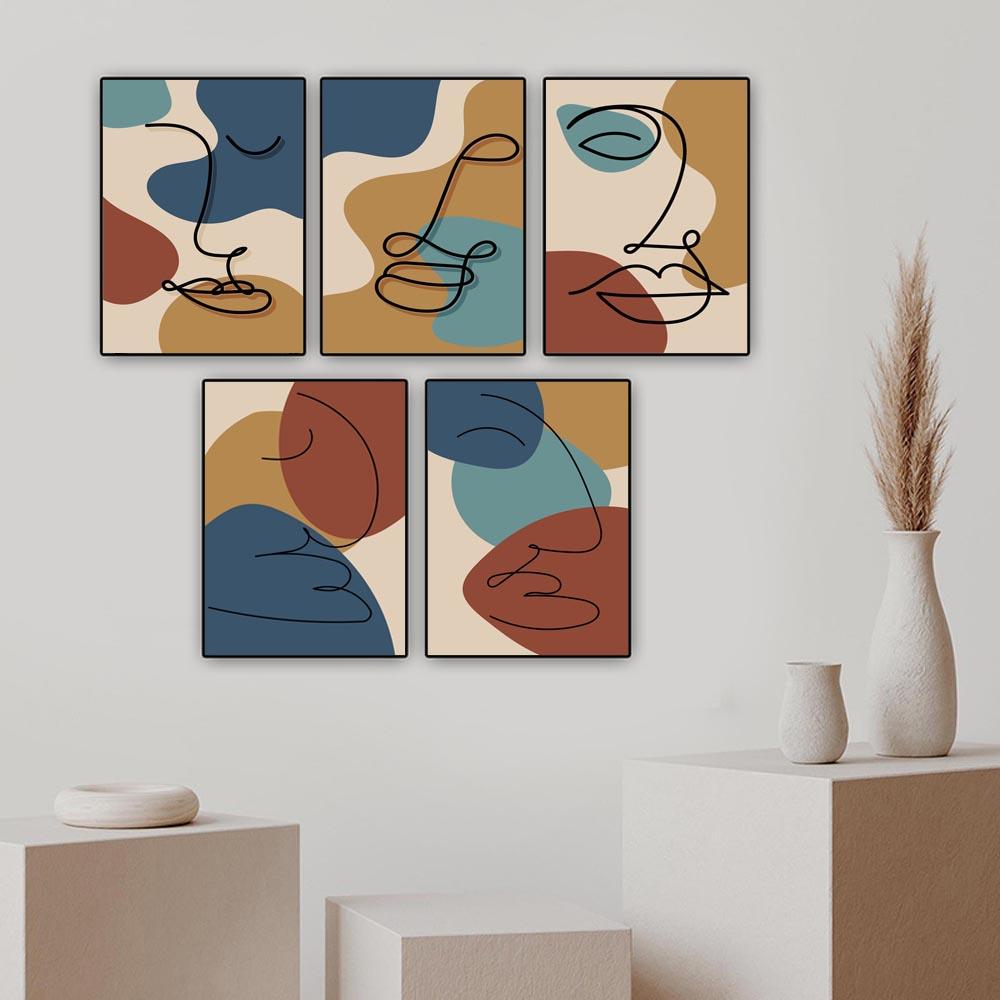 Abstract Art Minimalist Line Face Canvas Painting Four Color Pattern Matisse Poster Office Living Room Home Decoration Mural No Frame