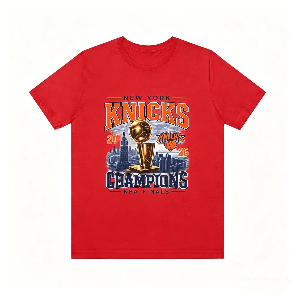 2026 New York Knicks Finals Champion T-shirt, City Skyline & Trophy Print Unisex Cotton Y2K Fashion Summer T-Shirt