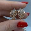 Open Hollow Leaf Shape Micro Paved Clear Stone Stud Earrings Women Elegant Ear Jewelry
