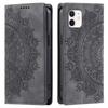 for iPhone 12 Mini Mandala Embossed PU Leather Flip Wallet Case Magnetic Closure Cover