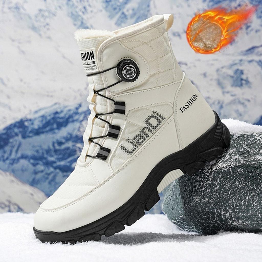 Thick Soled Shoes, Snow Boots, Plush, Thickened, Warm Shoes, Cotton Boots, Swivel Buckles, Breathable Men's Shoes
