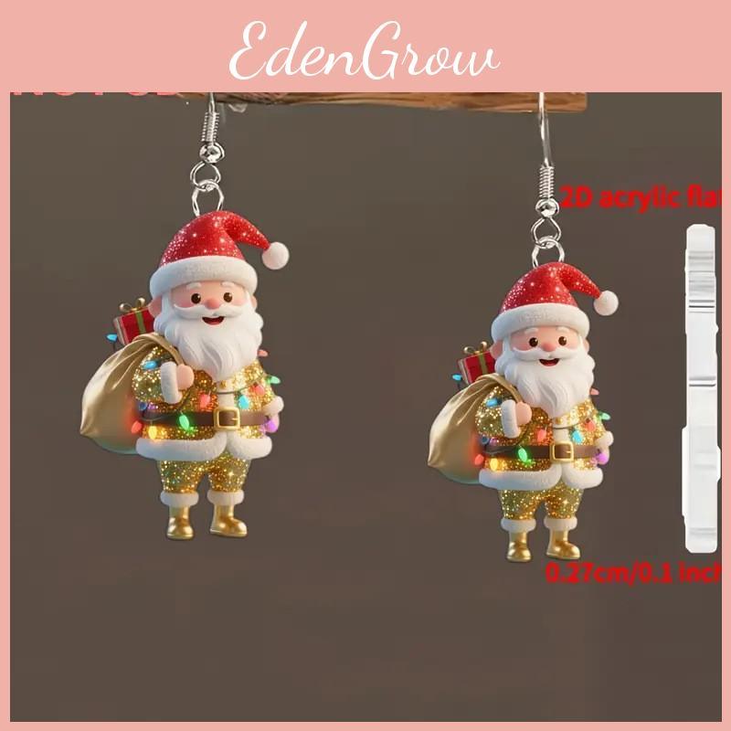 Santa Claus Acrylic Earrings With Silver Pins For Festive Holiday Gift