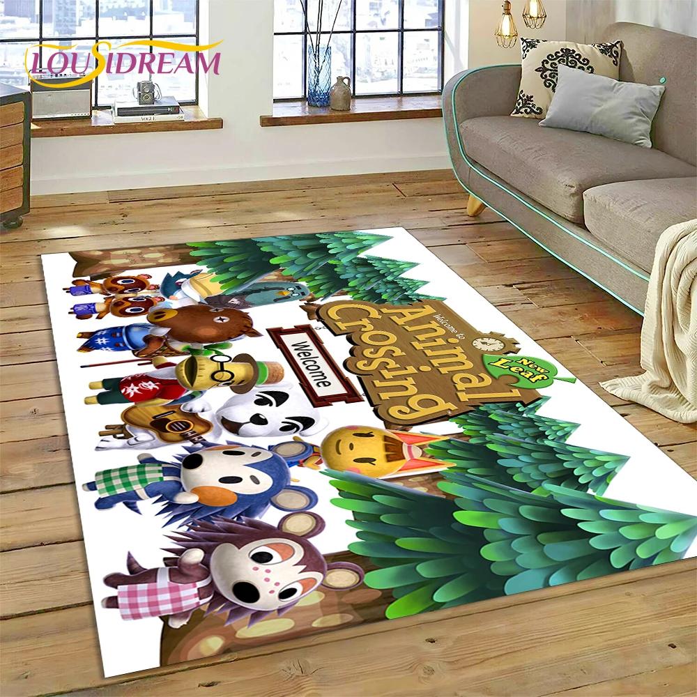 Niedlicher 3D-Cartoon-Teppich mit Animal Crossing New Horizons für Wohnzimmer, Schlafzimmer, Heimdekoration, rutschfeste Dekoration für Sofa, Kindergeschenk