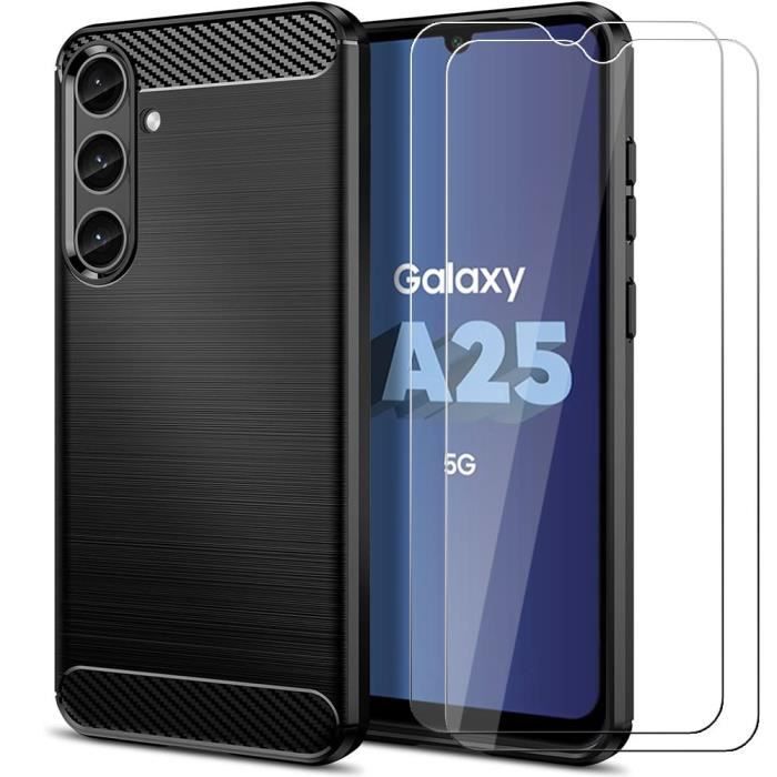 Coque - Samsung - Galaxy A25 5G - Protection Antichoc - 2 Verres Trempés - Noir