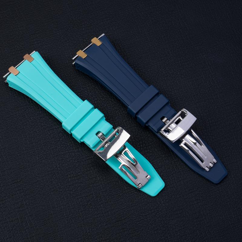 Correa de Reloj de Caucho Suave de Calidad, Ancho 26 mm, Para Esfera de 41 mm, Correa AP Para Reloj Audemars Piguet, Hebilla Plegable 15400/15500