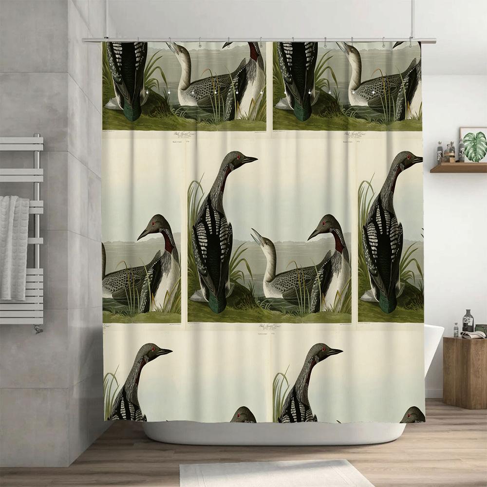 Nature Inspired Bath Curtain Handcrafted Print Design for Bathroom Decoration 72x84 Inches Waterproof Shower Curtain Set with Ho