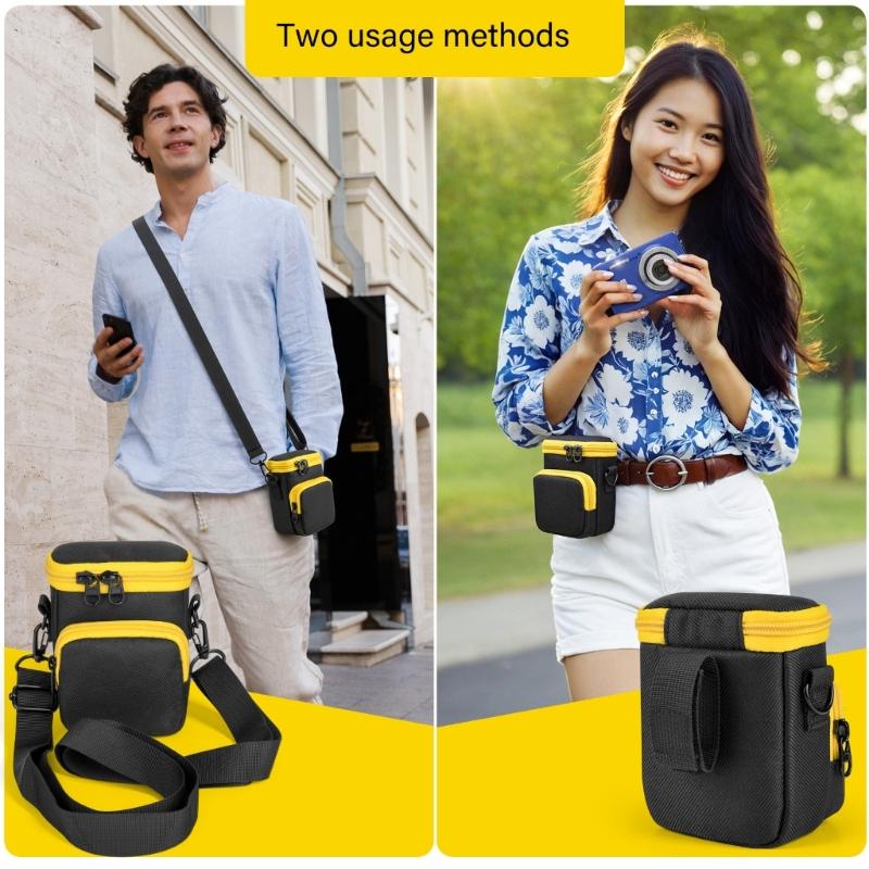 AntiScratch Camera Case Double Zippers Quick Access Padded Interior Elastic Band Secure For Travel Outdoor Shoots