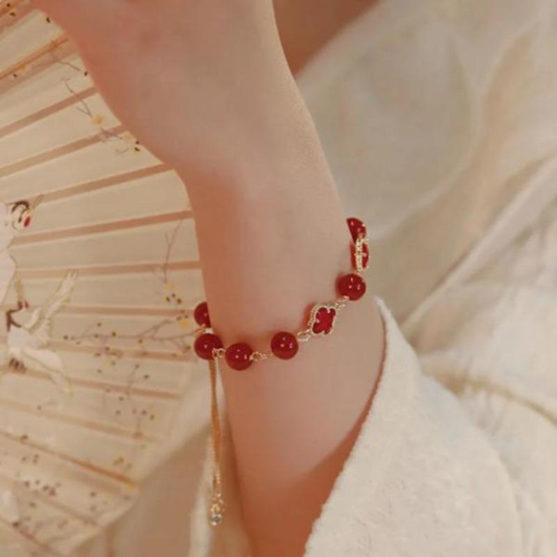 1Pc Chrysoprase Bracelet Women's Trendy Clover Bracelet Bracelet