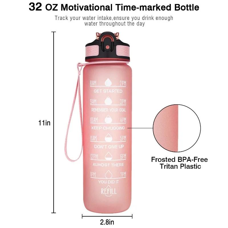 1 Liter Sport Water Bottle Motivational Water Bottle Leakproof Bottles Drinking Outdoor Travel Gym Fitness Jugs for Kitchen Cups