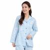 SAZAC Cinnamoroll Shirt Cotton Long Sleeve and Pants Gingham Cinnamoroll Pajamas, 100% Broadcloth, Women's Set, Loungewear, (Sax/L/SAN1780)