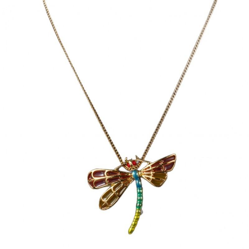 Vintage Enamel Dragonfly Necklace With Versatile Temperament Personalized Pendant High-end Insect Inspired Women