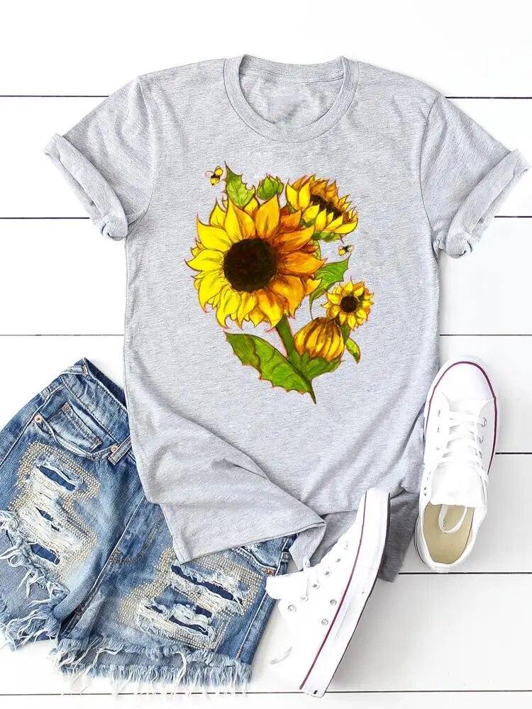 Print T-shirts Clothing Women 90s Sweet Lovely Cactus Trend T Clothes Short Sleeve Ladies Casual Fashion Female Graphic Tee