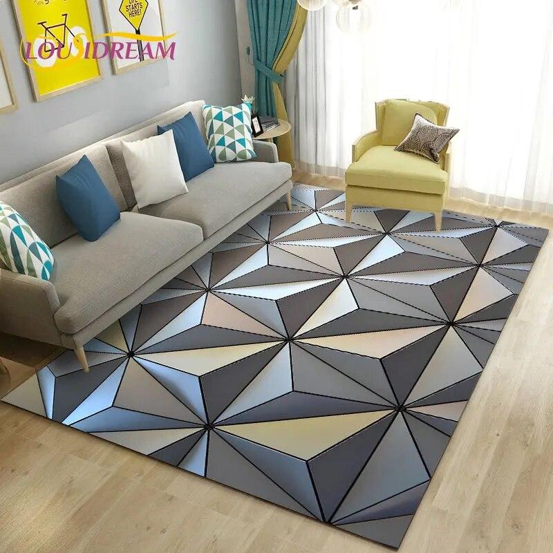3D Abstract Geometric Optical Area Rug,Carpet Rug for Living Room Bedroom Sofa Doormat Kitchen Decoration,Kid Non-slip Floor Mat
