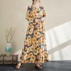 New Floral Vacation Style Travel Round Neck Vintage Long Flesh Covering Dresses