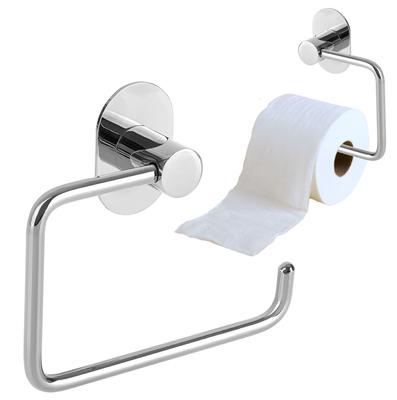 Toilet Paper Holder for Toilet, Wall-mounted, Self-adhesive, Screw-on, Chrome