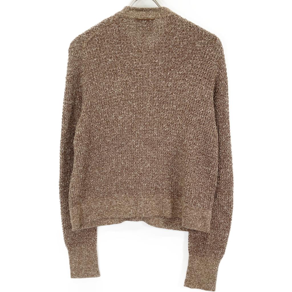 45R Brown 5118080 Heathered Waffle Knit Cardigan Tops Not Written BrownUsed