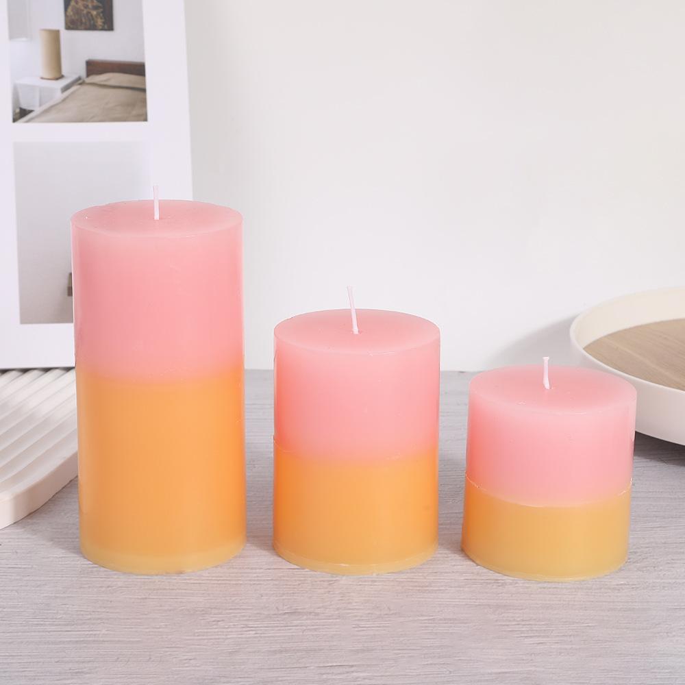 Classic European Colored Cylindrical Candle Home Odorless Romantic Wedding Hotel Decorative Pole Wax