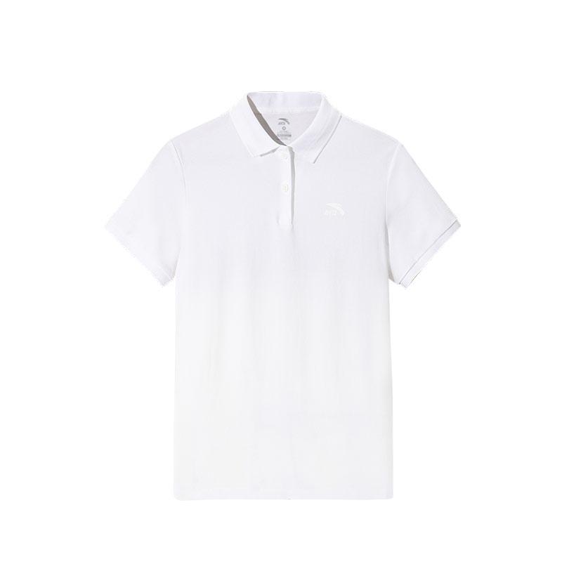 

Anta Comfortable Casual Simple Versatile Breathable Short Sleeve Polo Shirt Women tops Snow-White 162528101-1