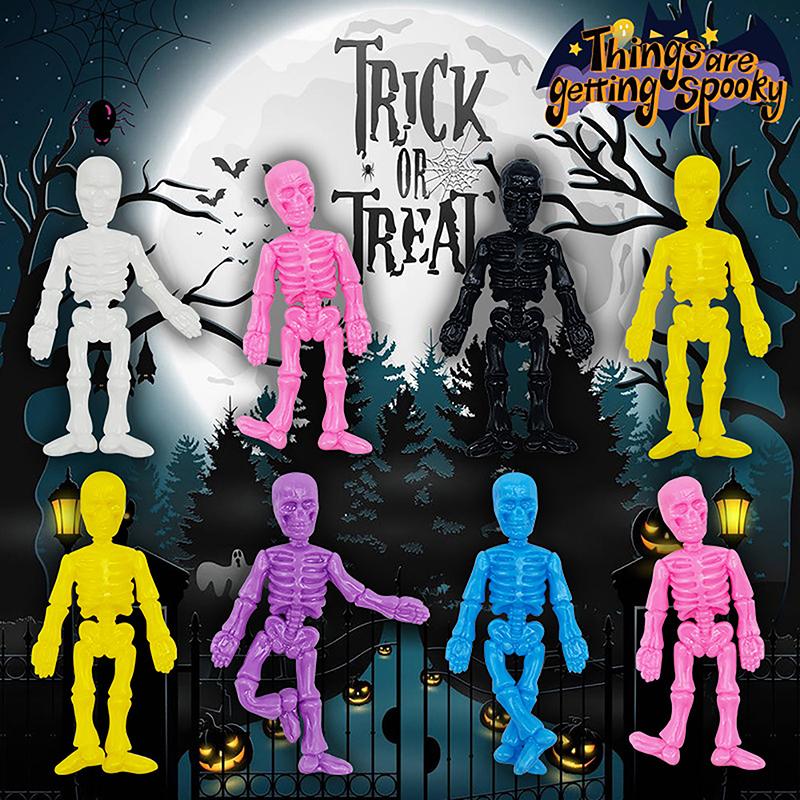 5Pcs Halloween Dehnbar Skelett Party Favors Tpr Weichgummi Zombie Horror Stress Relief Spielzeug Halloween Geschenke Für Mann Kinder