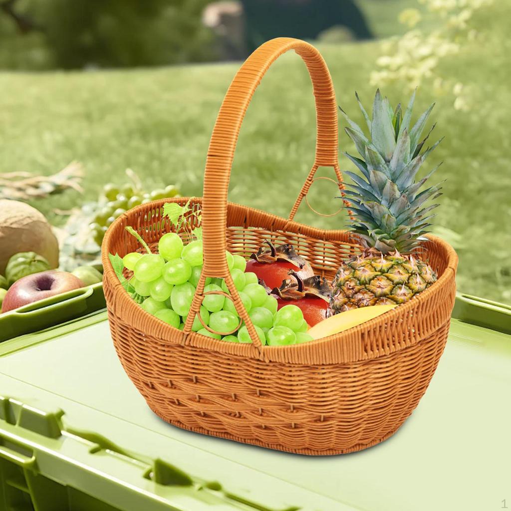 Hand Basket Picking Storage with Handle Woven for Living Room,Home,Wedding,Toys