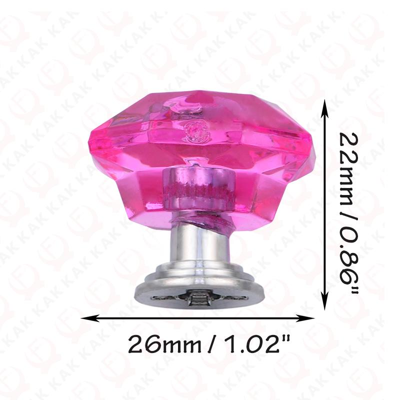 KAK Acrylic Crystal Diamond Furniture Knobs 26mm Colorful Kitchen Cabinet Handles Black Drawer Knobs Door Pull Furniture Hardwar