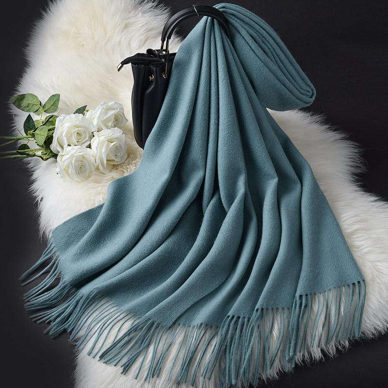 Winter 100% Wool Scarf For Women Fashion Luxury Thick Shawls Wraps Pashmina Ladies Foulard Femme Warm Cashmere Scarves Echarpe
