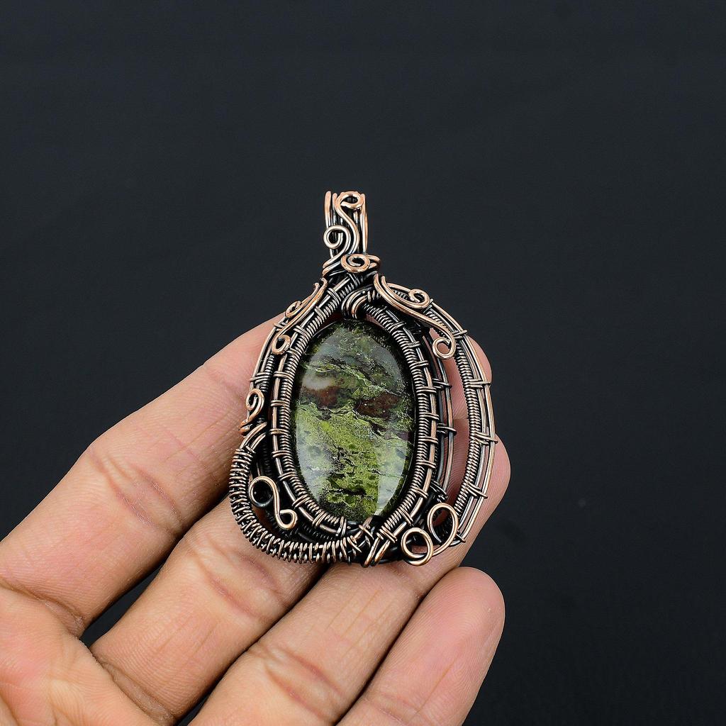 Bloodstone 999 Copper Wire Wrapped Pendant Handmade Gemstone Jewelry, Gifts For Wife Brand New Pendant