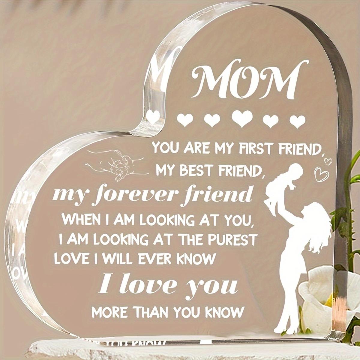 

Акриловая табличка «Сердце мамы»: Подарок благодарности – От детей/сына/дочери/мужа, Рождество/День рождения/День матери (Декорация стола). чистый