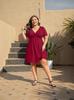 European & American V-neck Knotted Short Sleeve Dress - Loose Fit Casual A-line Holiday Skirt