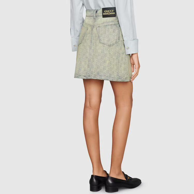 GUCCI SS22 Denim Short Skirts Women's Blue Black 678789-XDBOK-4692