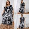 European-American Rayon Print Plus Size Beach Cover-Up Dress & Long Robe