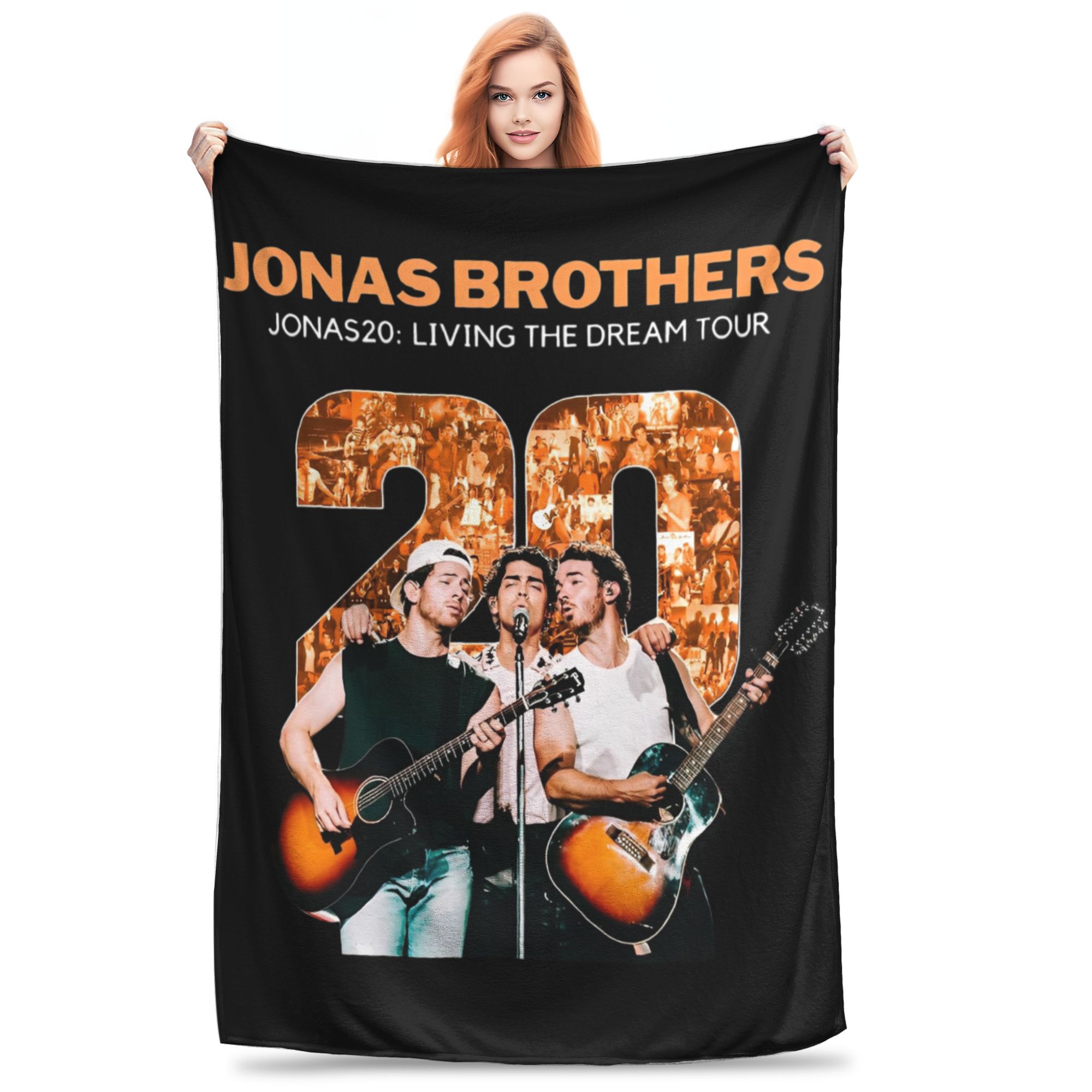 

Плед с принтом Jonas Bros Tour 2025 для мужчин и женщин, супермягкий, теплый, JONAS20, пледы для концерта, 50x60 дюймов, разные размеры 75x90cm