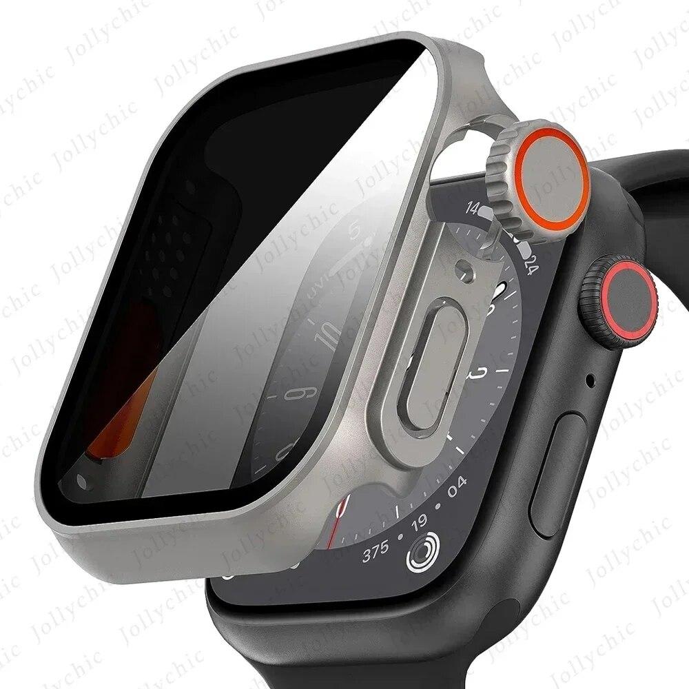 Metall Glas+Hülle Für Apple Watch 9 8 7 6 5 4 Serie Displayschutz Ändern zu Ultra i watch 45mm 44 41 40mm Schutz der Privatsphäre