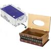 SHGO-Classical Retro Wooden Crafted Antique Book Tissue Box Cover Rectangular Tissue Dispenser Paper Holder Case 1Pc