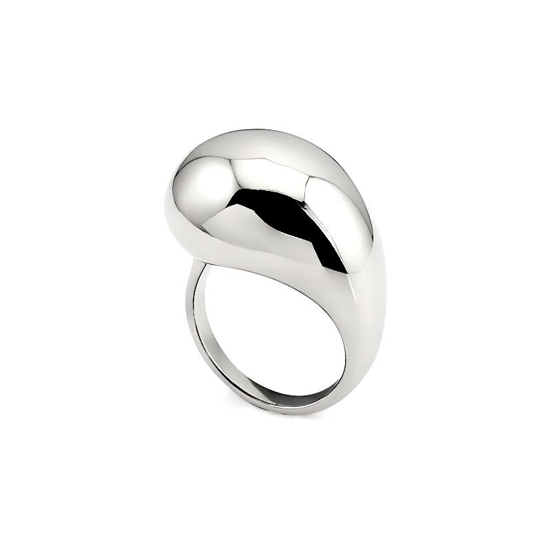 

Fashion Jewelry Smooth Geometric Chunky Water Drop Ring Minimalist Waterproof 18k Gold Plated Stainless Steel Ring 9 срібний