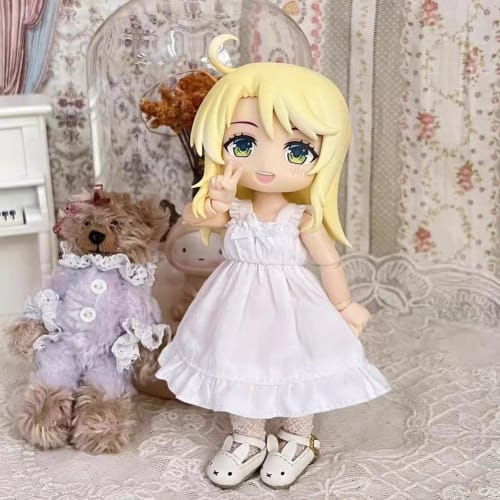 rakulifey Obitsu 11 Outfit Dress, One-Piece Dress, OB11 Size Clothes, Fits 11cm Obitsu Body (White)