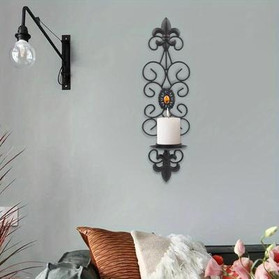 1 Stück Schmiedeeisen Kerzenhalter Vintage Metall Diamant Wandmontierter Kerzenleuchter für Zuhause Hochzeit Romantische Dinner Dekoration