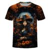 New 3D printed fashion trend multifunctional round neck short sleeved Halloween T-shirt top