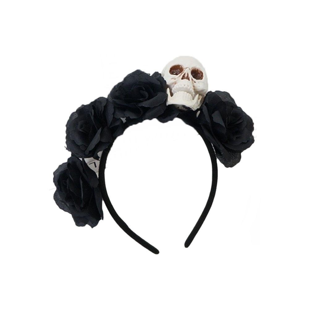 Halloween Decor Skull Head Headband Simulation Flower Gothic Flower Hairband  Party