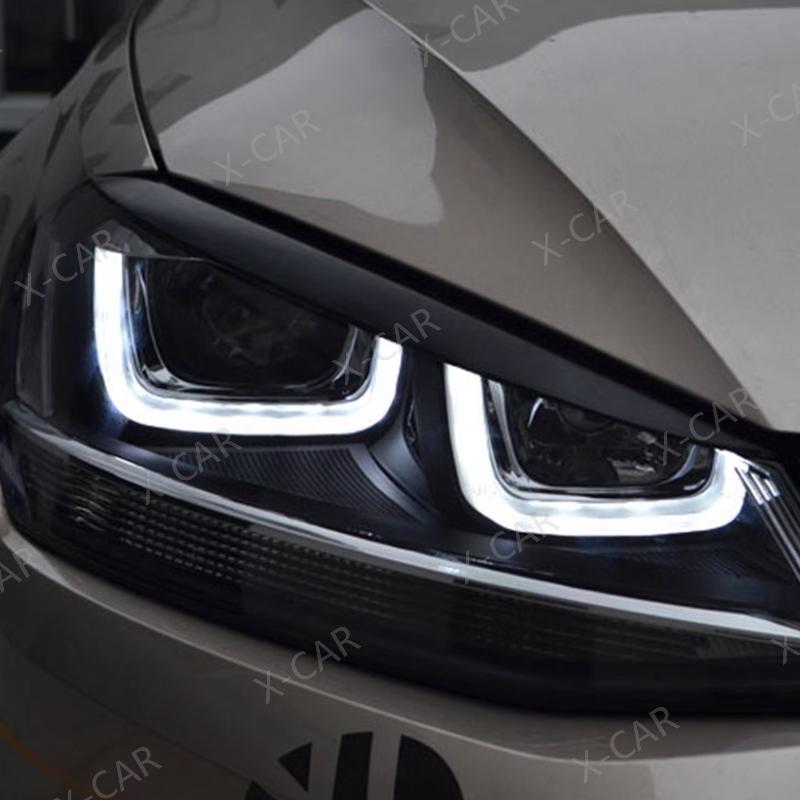 2PCS For Volkswagen VW Golf 7 MK7 MK7.5 GTI 2013-2018 Front Headlight Eyelids Eyebrow Head Lamp Decoration Strip Trim Sticker