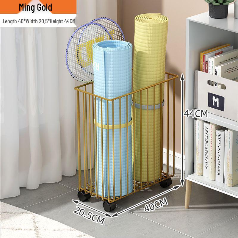 Beweglicher Yogamattenwagen mit schmalem Regal und Puppenaufbewahrungskorb