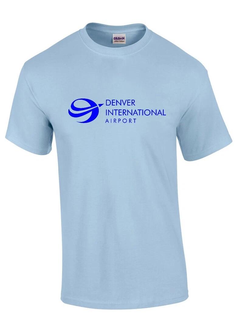 Denver International Airport Tee Shirt Colorado Mountain Travel Sky Blue T-Shirt S
